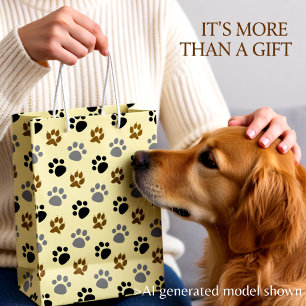 Elegante hondenpootjes crème medium cadeauzakje