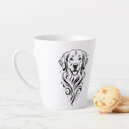 Elegante Hondenportret Zwart-wit Hondenliefhebber Latte Mok
