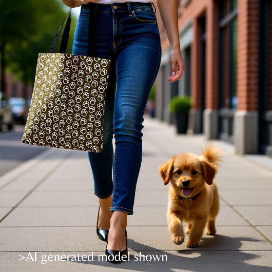 Elegante hondenpoten bruin tote bag