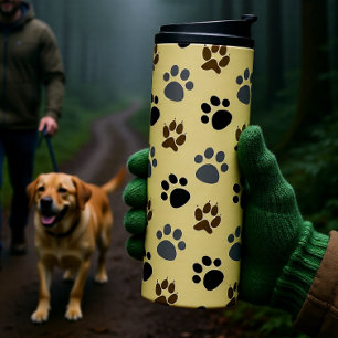 Elegante hondenpoten crème thermosbeker