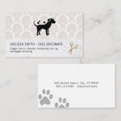 Elegante hondentrimmer | Damask Marble Chic Visitekaartje (Voorkant / Achterkant)