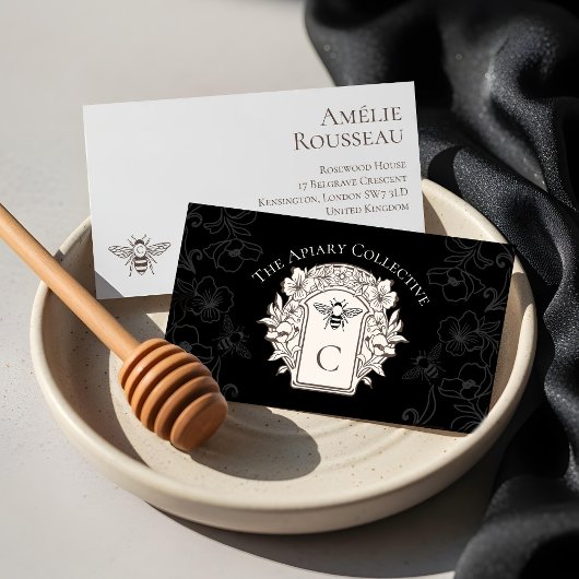 Elegante  Honey Queen Bee Monogram Crest Visitekaartje