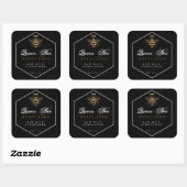 Elegante  Honey Queen Bee Zwart & Gouden Pot Vierkante Sticker (Vel)