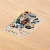 Elegante Honeycomb Fotobruiloft Bewaar de datum Acryl Uitnodigingen (Laagn)