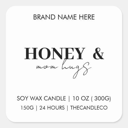 Elegante honing en mama knuffels gepersonaliseerde vierkante sticker (Voorkant)