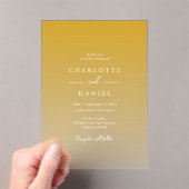 Elegante honing gele gradiënt acryl bruiloft acryl uitnodigingen (Insitu (Draagbaar))