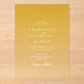 Elegante honing gele gradiënt acryl bruiloft acryl uitnodigingen (Voorkant)