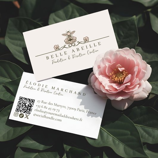 Elegante  Honing Queen Bee Floral QR Code Visitekaartje