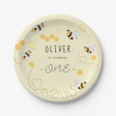 Elegante honingbij eerste bijendag verjaardag papieren bordje (Voorkant)