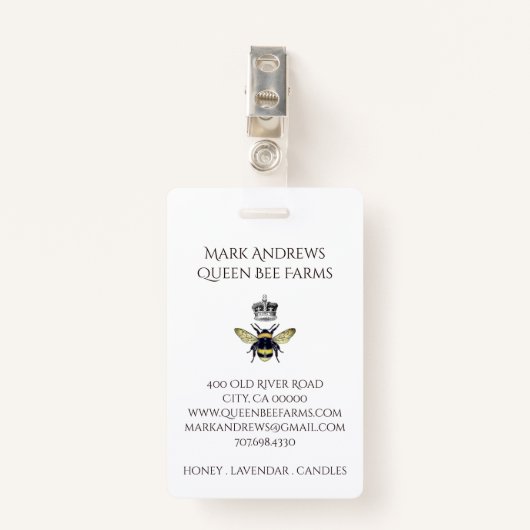 Elegante honingbij en kroonbijen Boerderijen bijen Badge (Voorkant met clip)