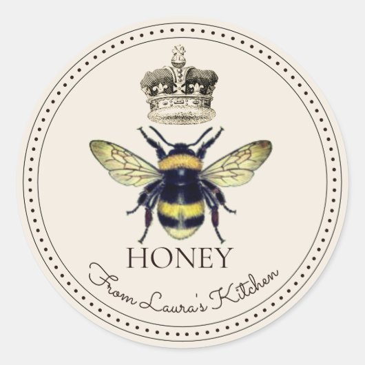 Elegante honingbij ronde sticker (Voorkant)