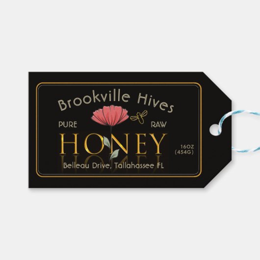 Elegante Honingkruik of Gift Basket Label Bee Popp Cadeaulabel (Voorkant (Horizontaal))