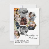 Elegante honingraat foto trouw save the date (Voorkant)