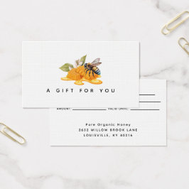 Elegante honingraten met bij cadeaukaart visitekaartje