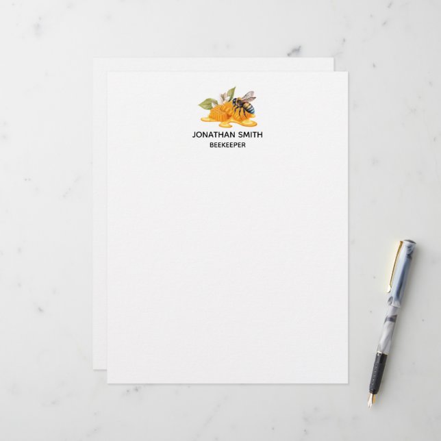 Elegante honingraten met bijen briefhoofd (Voorkant / Achterkant in situ)