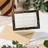 Elegante Horizontale Art Deco Classic Goud Zwart Informatiekaartje