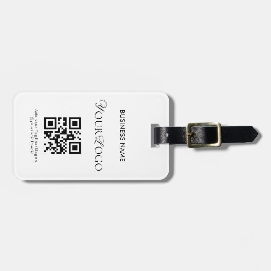 Elegante Horizontale Douanebedrijf Logo QR Code Bagagelabel (Voorkant horizontaal)