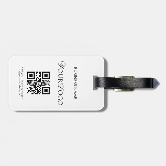 Elegante Horizontale Douanebedrijf Logo QR Code Bagagelabel (Achterkant horizontaal)