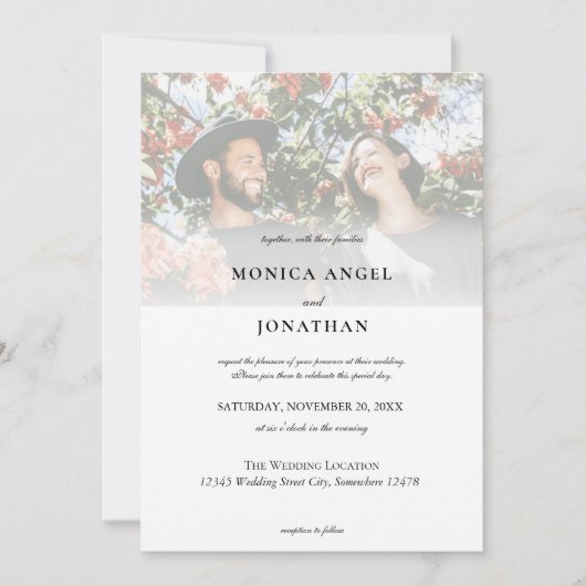 Elegante horizontale fotobruiloft kaart (Voorkant)