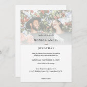 Elegante horizontale fotohuwelijkskaart kaart (Voorkant / Achterkant)