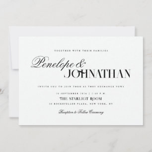 Elegante Horizontale Script Serif Namen Huwelijk Kaart