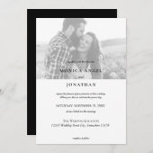 Elegante Horizontale Zwarte & Witte Foto Bruiloft- Kaart (Voorkant / Achterkant)