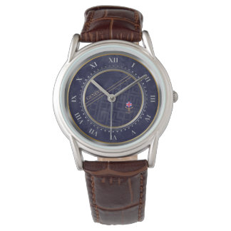 Elegante horloge met Romeinse cijfers en marinebla