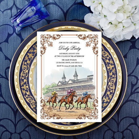Elegante  Horse Racing Derby Party Kaart