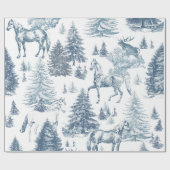 Elegante Horses Snowy Bossen Toile Cadeaupapier (Vlak)