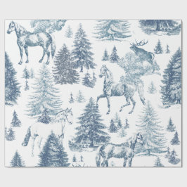 Elegante Horses Snowy Bossen Toile Cadeaupapier
