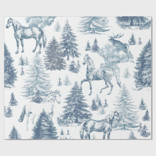 Elegante  Horses Snowy Bossen Toile Cadeaupapier