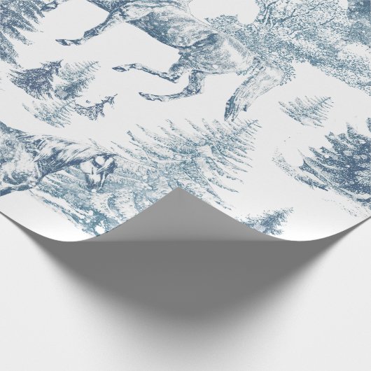 Elegante Horses Snowy Bossen Toile Cadeaupapier (Hoek)