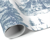 Elegante  Horses Snowy Bossen Toile Cadeaupapier (Rol Hoek)