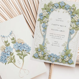 Elegante Hortensia Art Nouveau Bruiloft Kaart