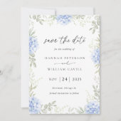 Elegante Hortensia Bloem Bruiloft Save The Date (Voorkant)