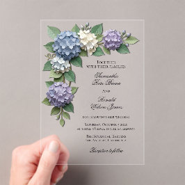 Elegante Hortensia Bloemen Acryl Trouwfeest Uitnodigingen