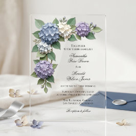 Elegante Hortensia Bloemen Acryl Trouwfeest Uitnodigingen