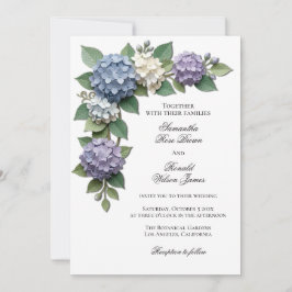 Elegante Hortensia Bloemen Bruiloft Kaart