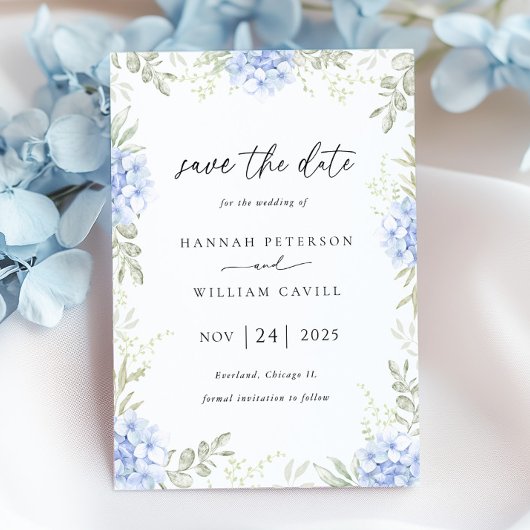 Elegante Hortensia Bloemen bruiloft Save The Date