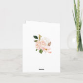 Elegante Hortensia Blush Roze Bloemen Huwelijk Bedankkaart (Achterkant)