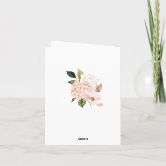 Elegante Hortensia Blush Roze Bloemen Huwelijk Bedankkaart (Achterkant)