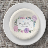 Elegante hortensia boeket gepersonaliseerde verjaa papieren kommen