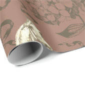 Elegante hortensia bogen beige bruin toilet cadeaupapier (Rol Hoek)