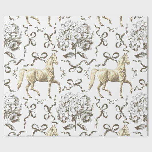 Elegante hortensia bogen beige wit toilet cadeaupapier (Vlak)