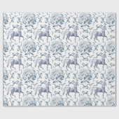 Elegante hortensia bogen stoffig blauw toilet cadeaupapier (Vlak)