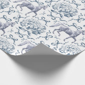 Elegante hortensia bogen stoffig blauw toilet cadeaupapier (Hoek)
