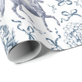 Elegante hortensia bogen stoffig blauw toilet cadeaupapier (Rol Hoek)