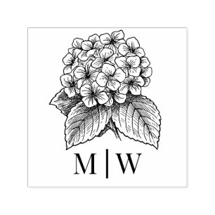 *Elegante Hortensia Bouquet bruiloft paar Initiale Zelfinktende Stempel