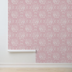 Elegante Hortensia Bow Zacht Roze Patroon Behang