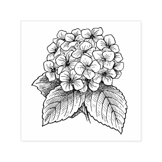 Elegante hortensia en bladeren bloemenboeket  zelfinktende stempel (Design)